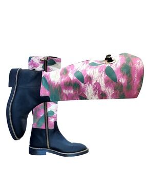 Vintage Y2K Italian Boots Botanical Print Italy Sz 42/US Women 11 Men 9.5